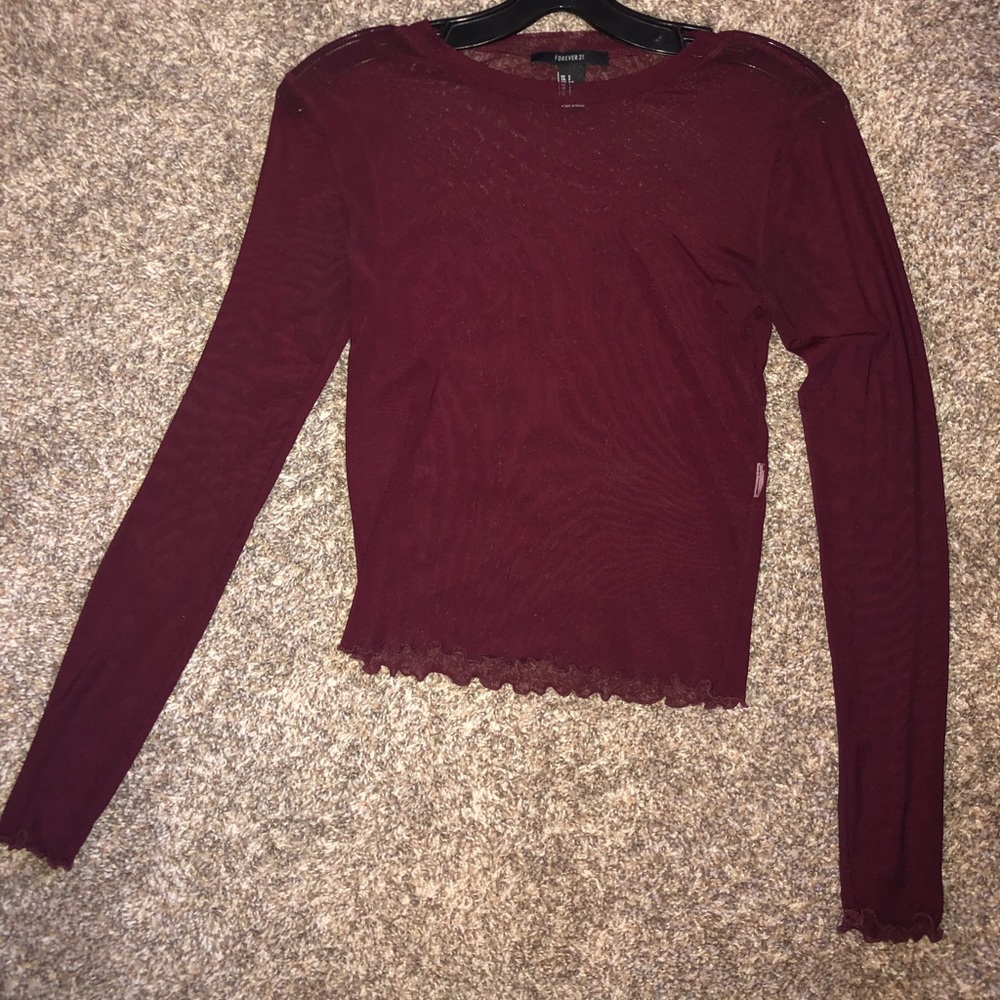 Maroon mesh top